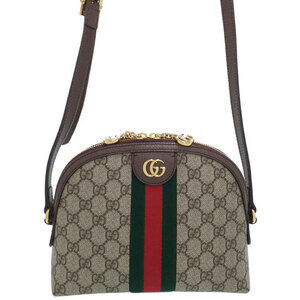 Gucci Ophidia Shoulder Bag Beige Ebony GG Supreme Canvas Brown